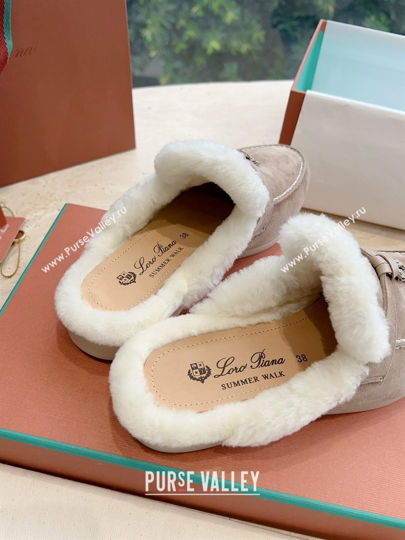 Loro Piana Charms Walk Babouche Suede slipper Fur Women/Men Loafers 09 (kaola-23102509)