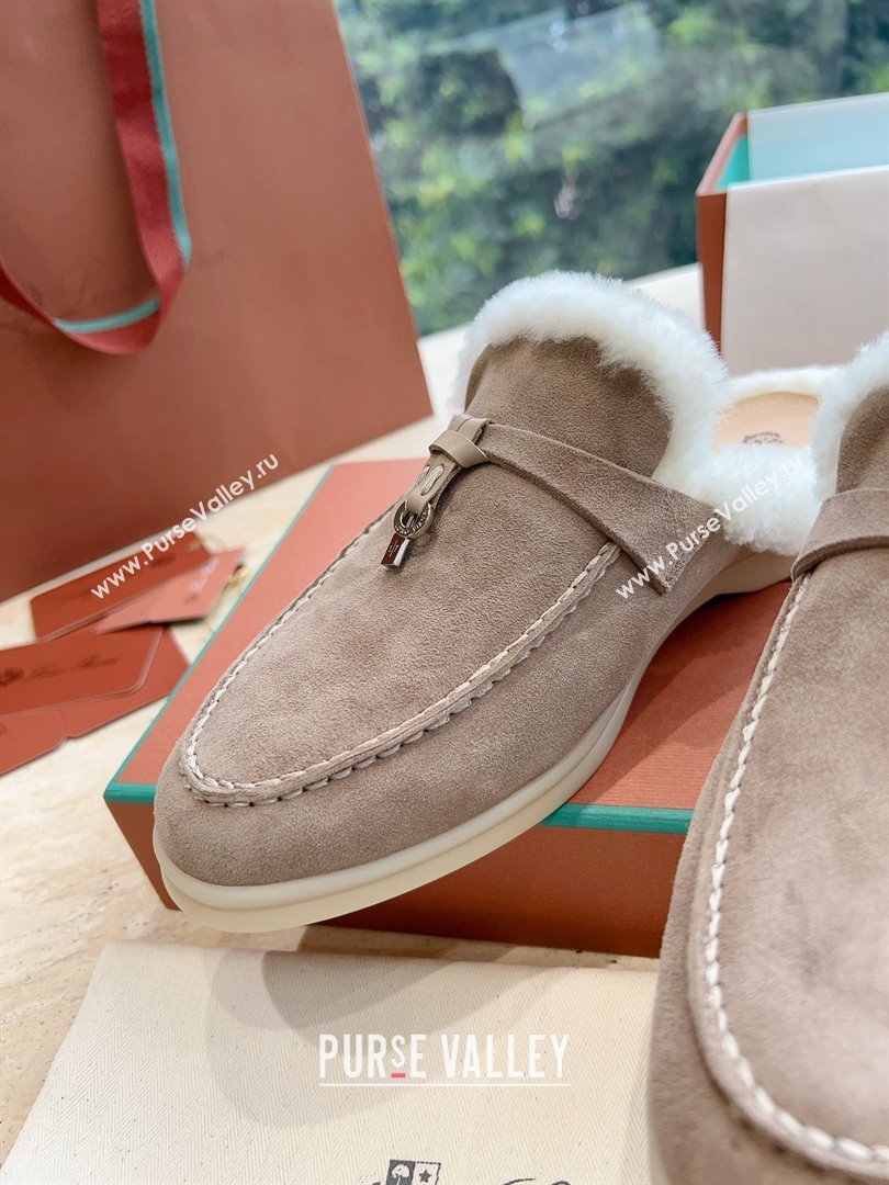 Loro Piana Charms Walk Babouche Suede slipper Fur Women/Men Loafers 09 (kaola-23102509)