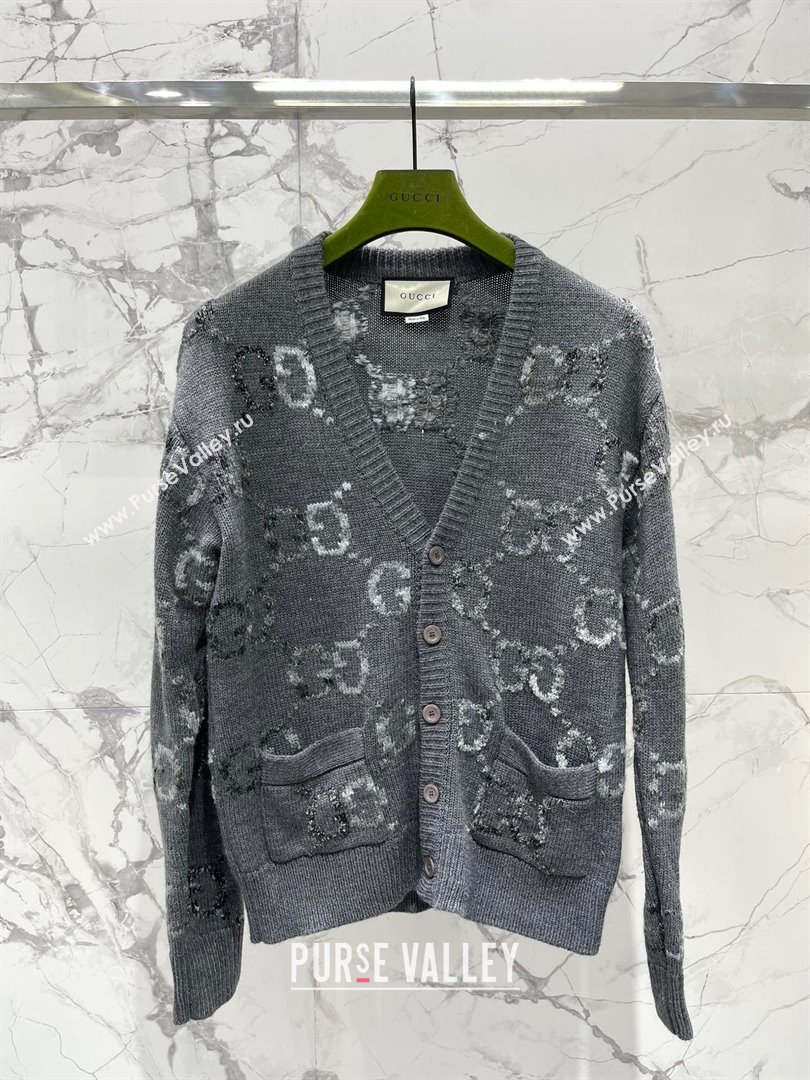 gucci Wool cardigan with GG intarsia 770507 gray 2023 (qiqi-231206-07)