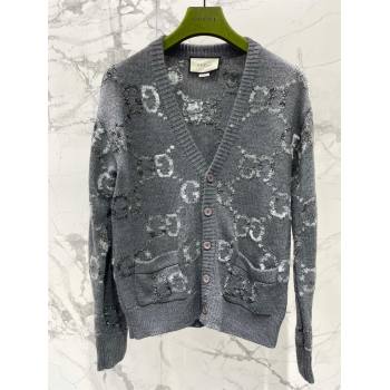 gucci Wool cardigan with GG intarsia 770507 gray 2023 (qiqi-231206-07)