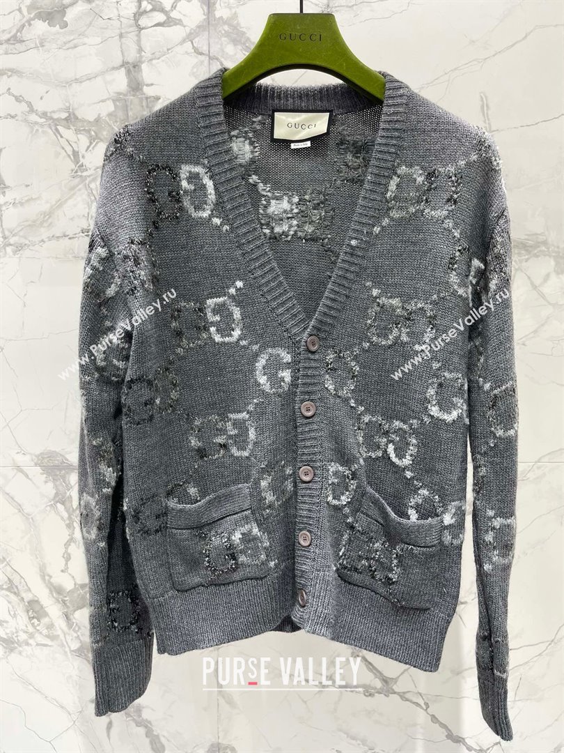 gucci Wool cardigan with GG intarsia 770507 gray 2023 (qiqi-231206-07)