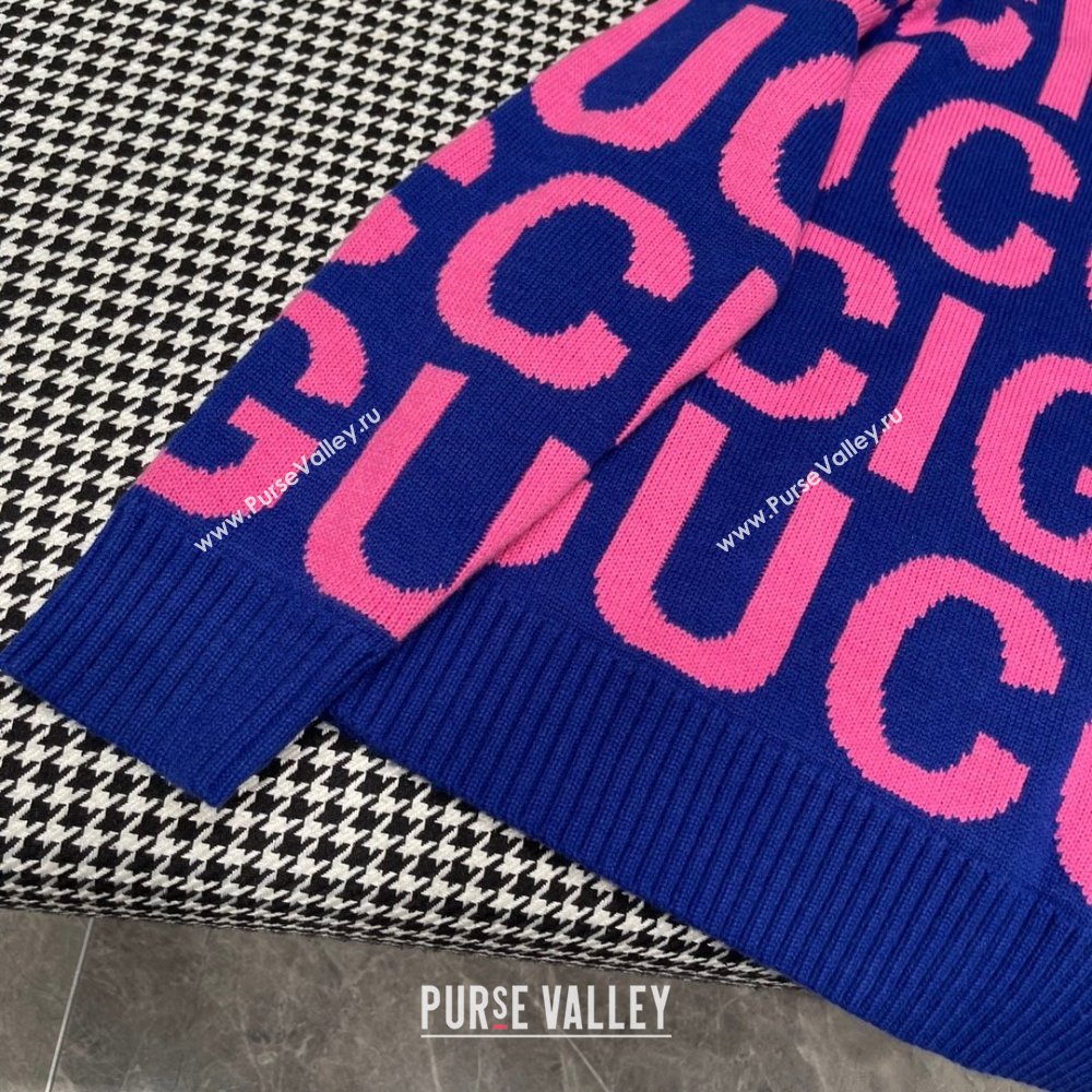 gucci blue and pink Wool sweater with Gucci intarsia 763672 2023 (qiqi-231206-05)