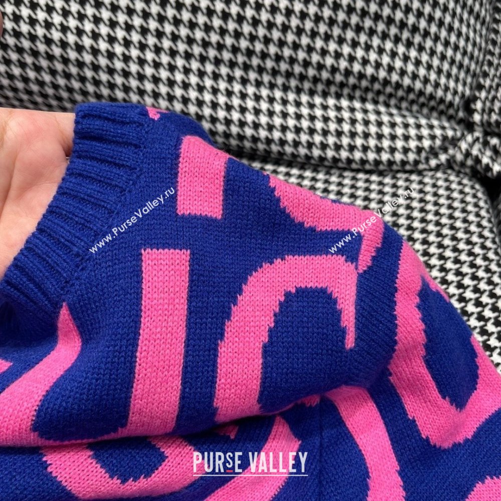 gucci blue and pink Wool sweater with Gucci intarsia 763672 2023 (qiqi-231206-05)