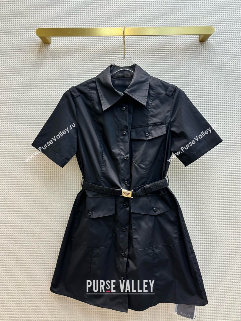 PRADA Poplin mini-dress with belt P3K87H spring 2024 (qiqi-240318-01)