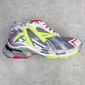 Balenciaga runner Sneaker in grey - light purple - neon yellow and white mesh and nylon 2023 (xingqi8-240119-04)