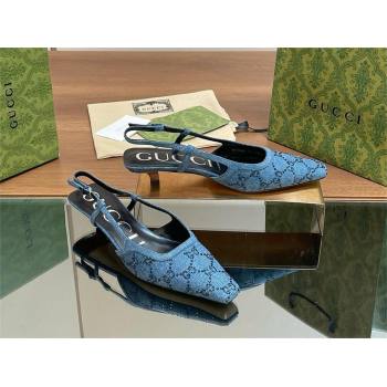 Gucci Womens GG slingback pump 772417 denim blue 2024 (kaola-240416-01)