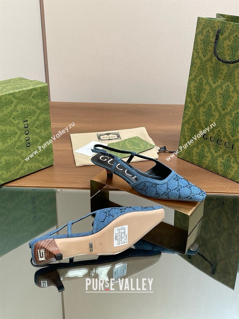 Gucci Womens GG slingback pump 772417 denim blue 2024 (kaola-240416-01)