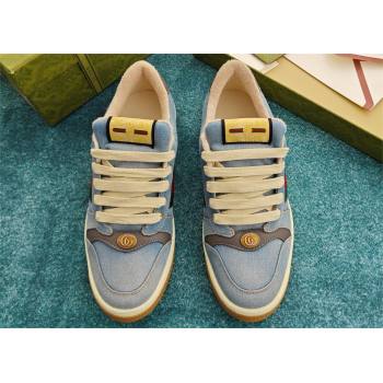 Gucci blue denim Screener sneaker SNEAKERS 771097 2024 (kaola-240416-08)