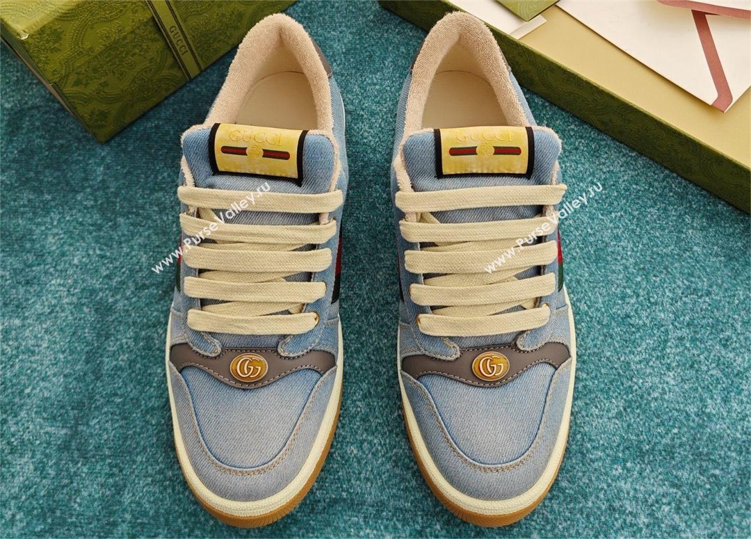 Gucci blue denim Screener sneaker SNEAKERS 771097 2024 (kaola-240416-08)