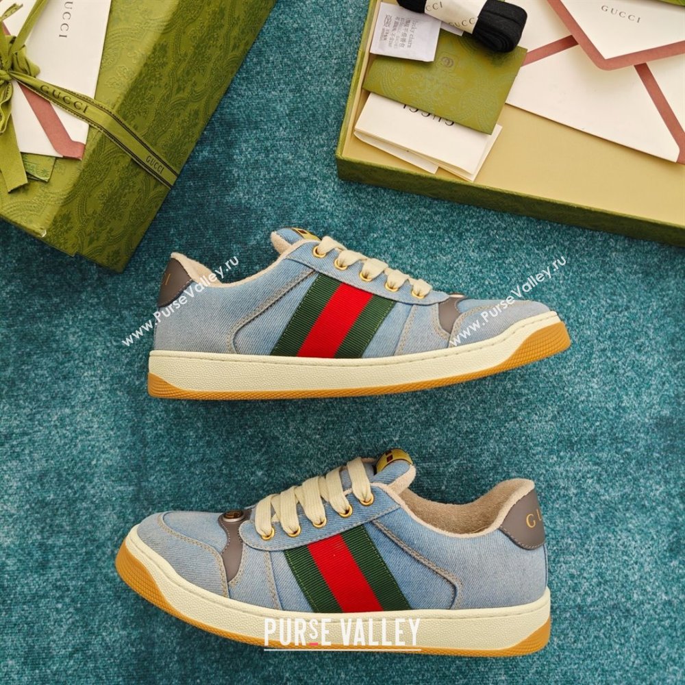 Gucci blue denim Screener sneaker SNEAKERS 771097 2024 (kaola-240416-08)