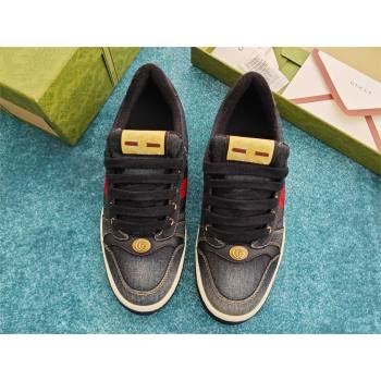 Gucci black denim Screener sneaker SNEAKERS 771097 2024 (kaola-240416-09)