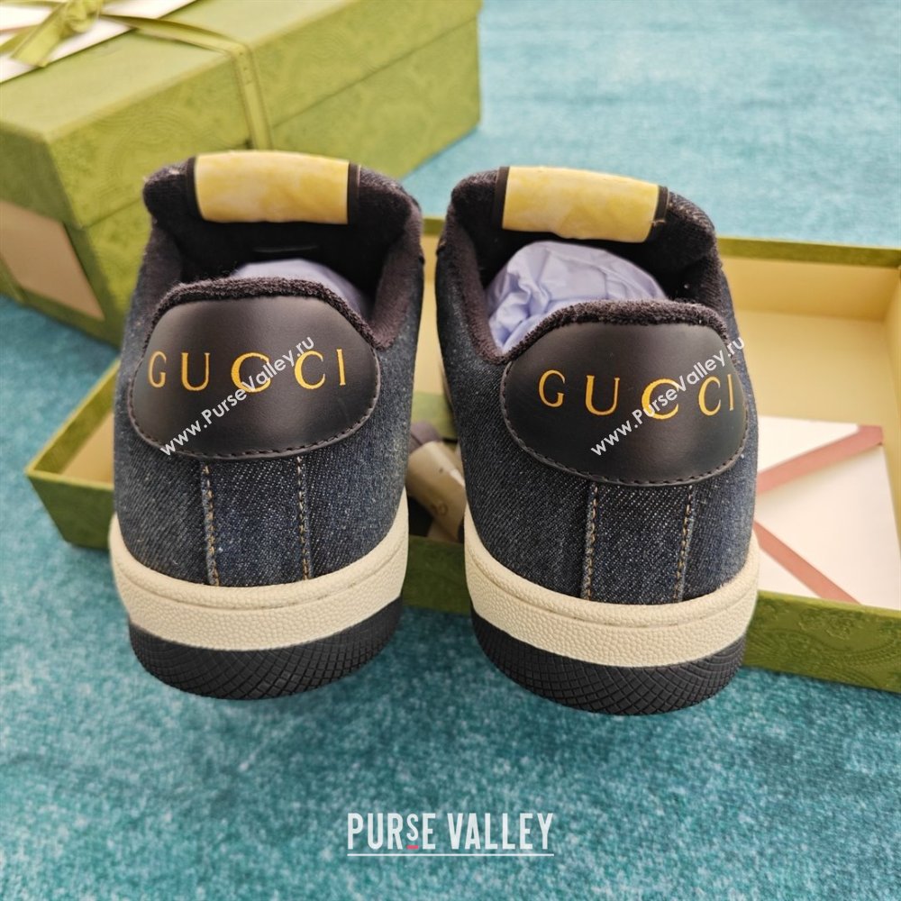 Gucci black denim Screener sneaker SNEAKERS 771097 2024 (kaola-240416-09)