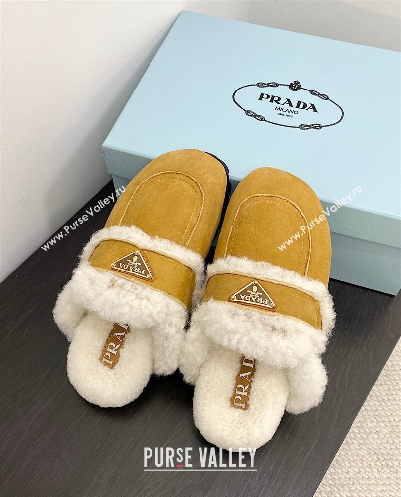 Prada Shearling slippers cognac 1S711M 2023 (zhenmei-2301008-01)