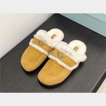 Prada Shearling slippers cognac 1S711M 2023 (zhenmei-2301008-01)