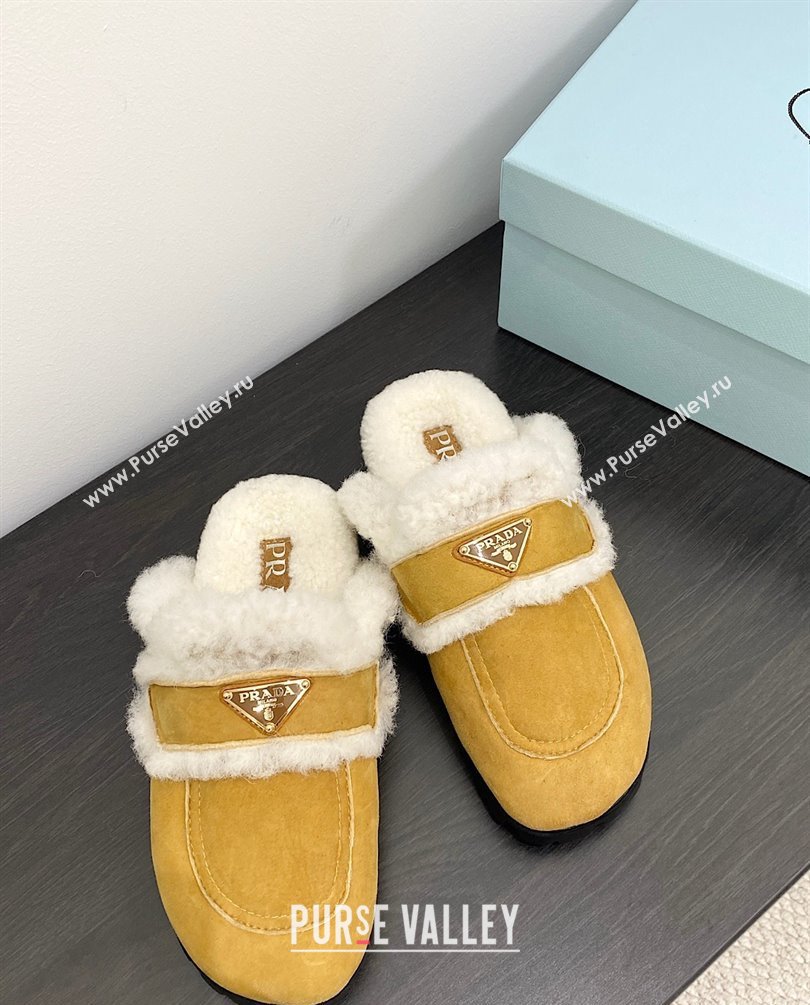 Prada Shearling slippers cognac 1S711M 2023 (zhenmei-2301008-01)