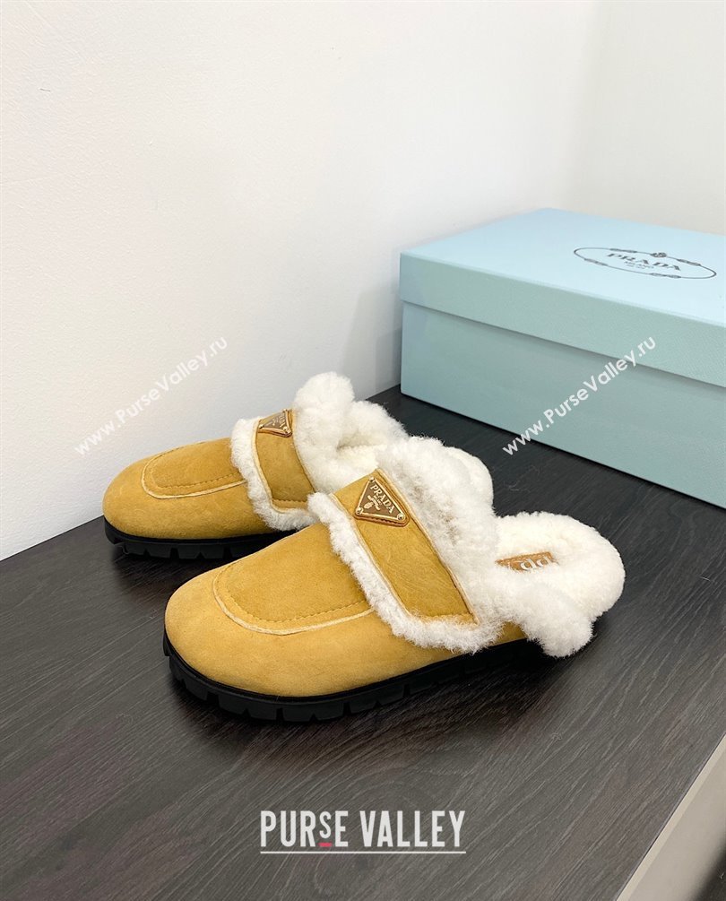 Prada Shearling slippers cognac 1S711M 2023 (zhenmei-2301008-01)
