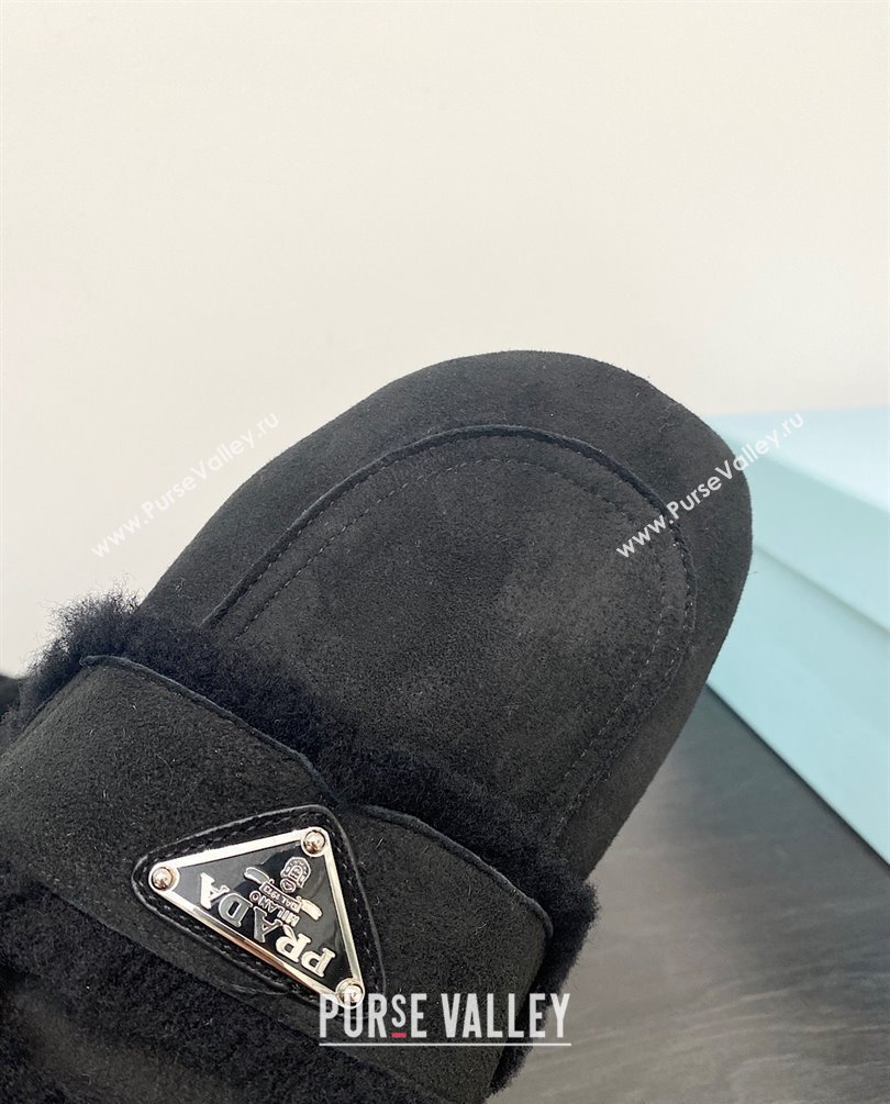 Prada Shearling slippers black 1S711M 2023 (zhenmei-231008-01)