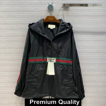 gucci Cotton canvas windbreaker with Gucci label 594861 black 2020 (qiqi-6027)