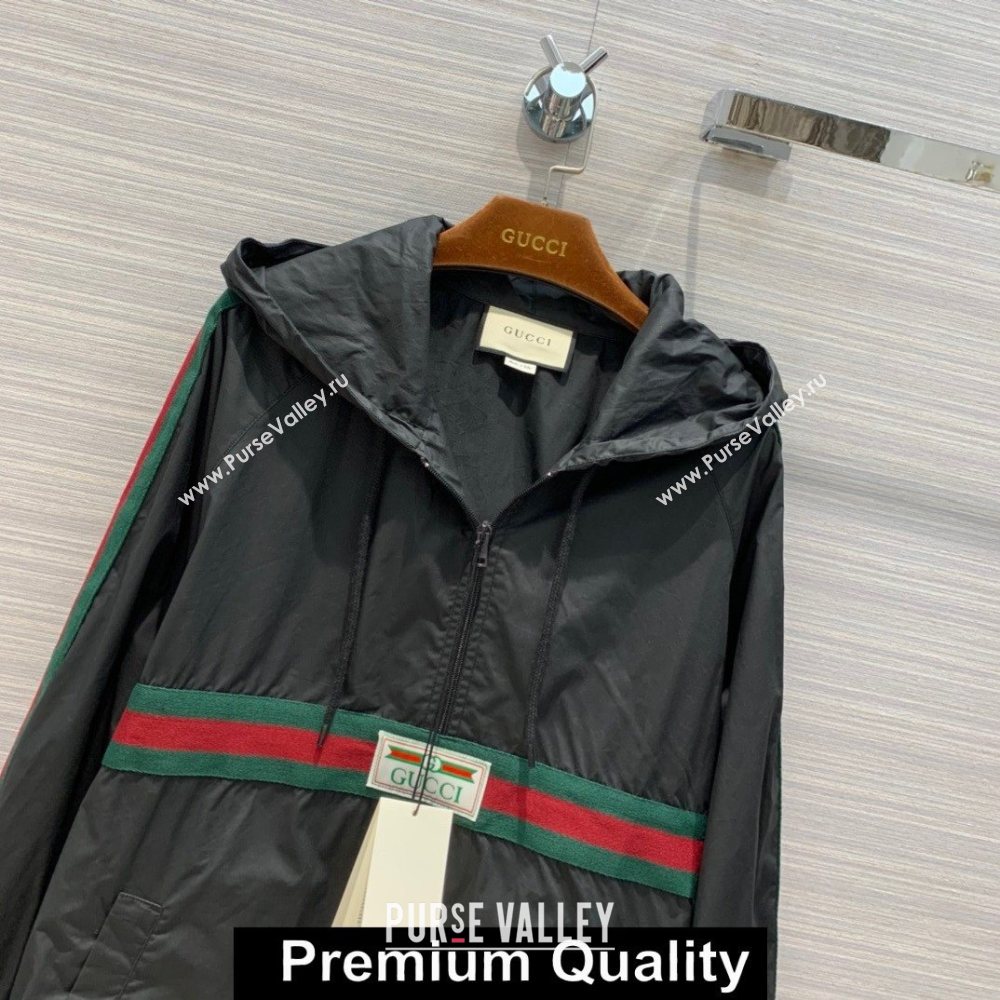 gucci Cotton canvas windbreaker with Gucci label 594861 black 2020  (qiqi-6027)