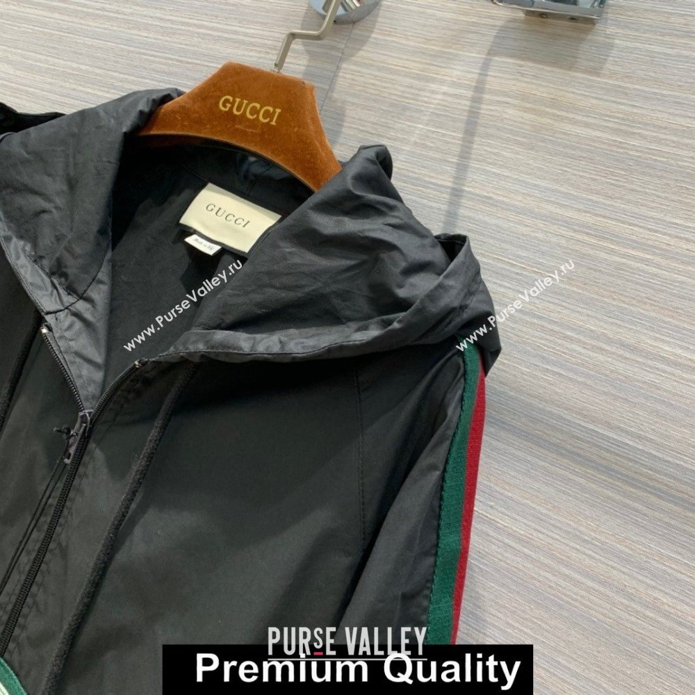 gucci Cotton canvas windbreaker with Gucci label 594861 black 2020  (qiqi-6027)