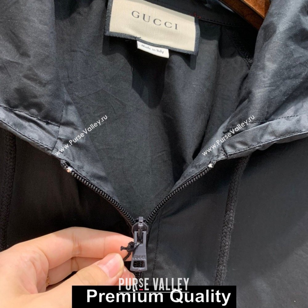 gucci Cotton canvas windbreaker with Gucci label 594861 black 2020  (qiqi-6027)