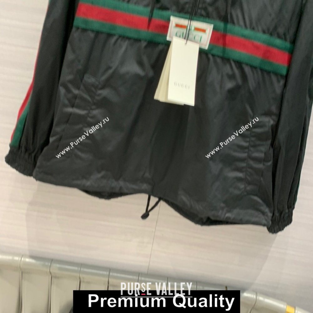 gucci Cotton canvas windbreaker with Gucci label 594861 black 2020  (qiqi-6027)