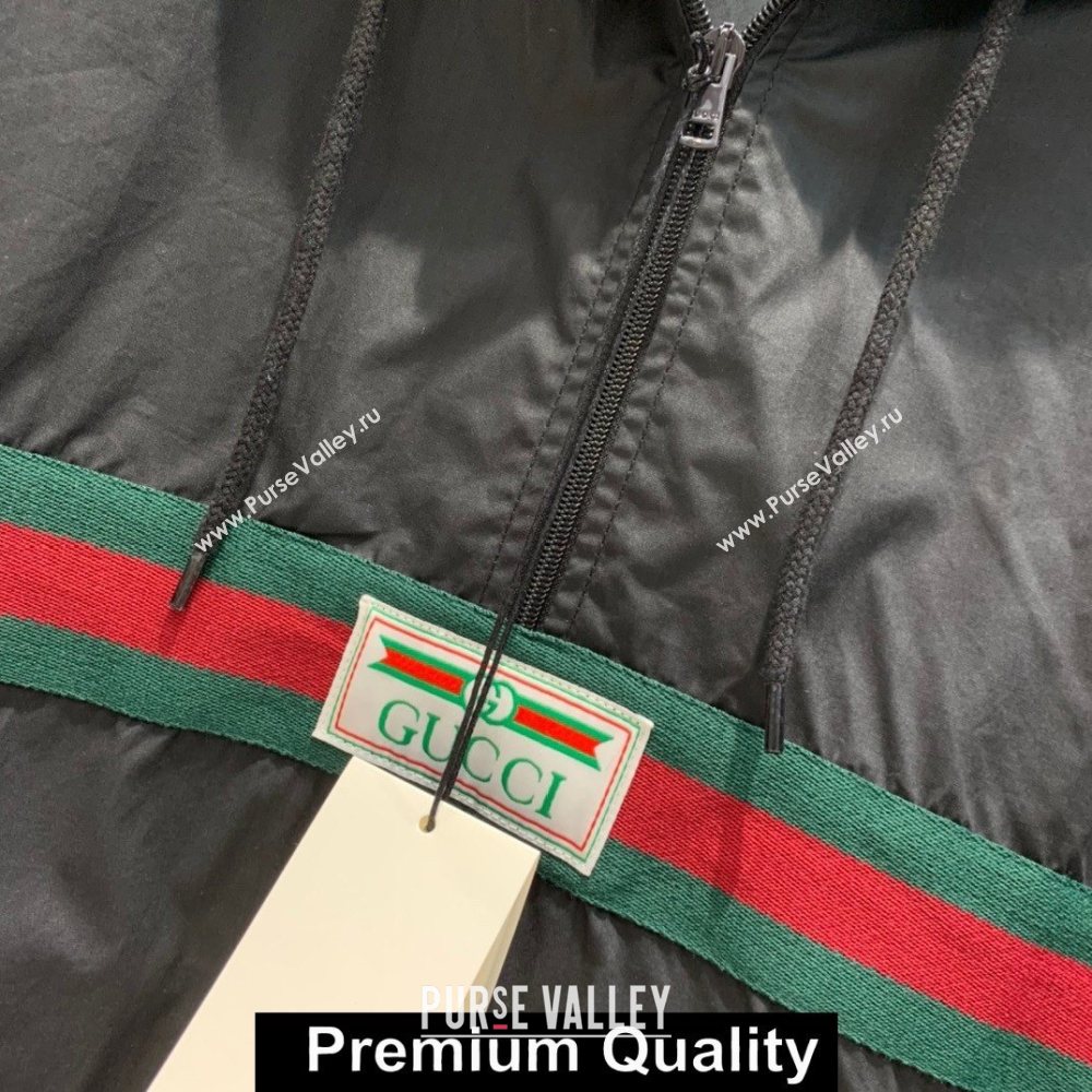 gucci Cotton canvas windbreaker with Gucci label 594861 black 2020  (qiqi-6027)