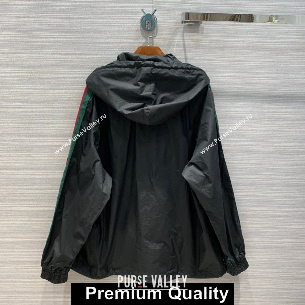 gucci Cotton canvas windbreaker with Gucci label 594861 black 2020  (qiqi-6027)