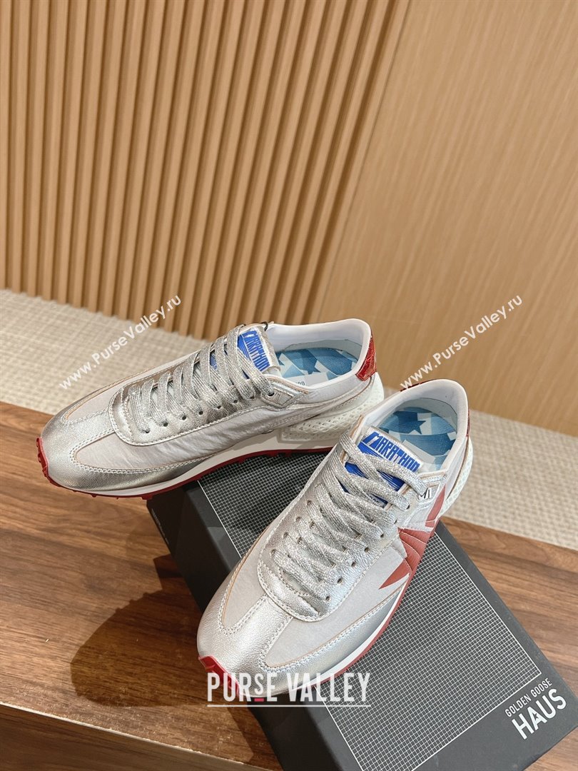 Golden Goose Women’s Marathon with silver nylon upper and red star 2024 (jmb-231213-02)