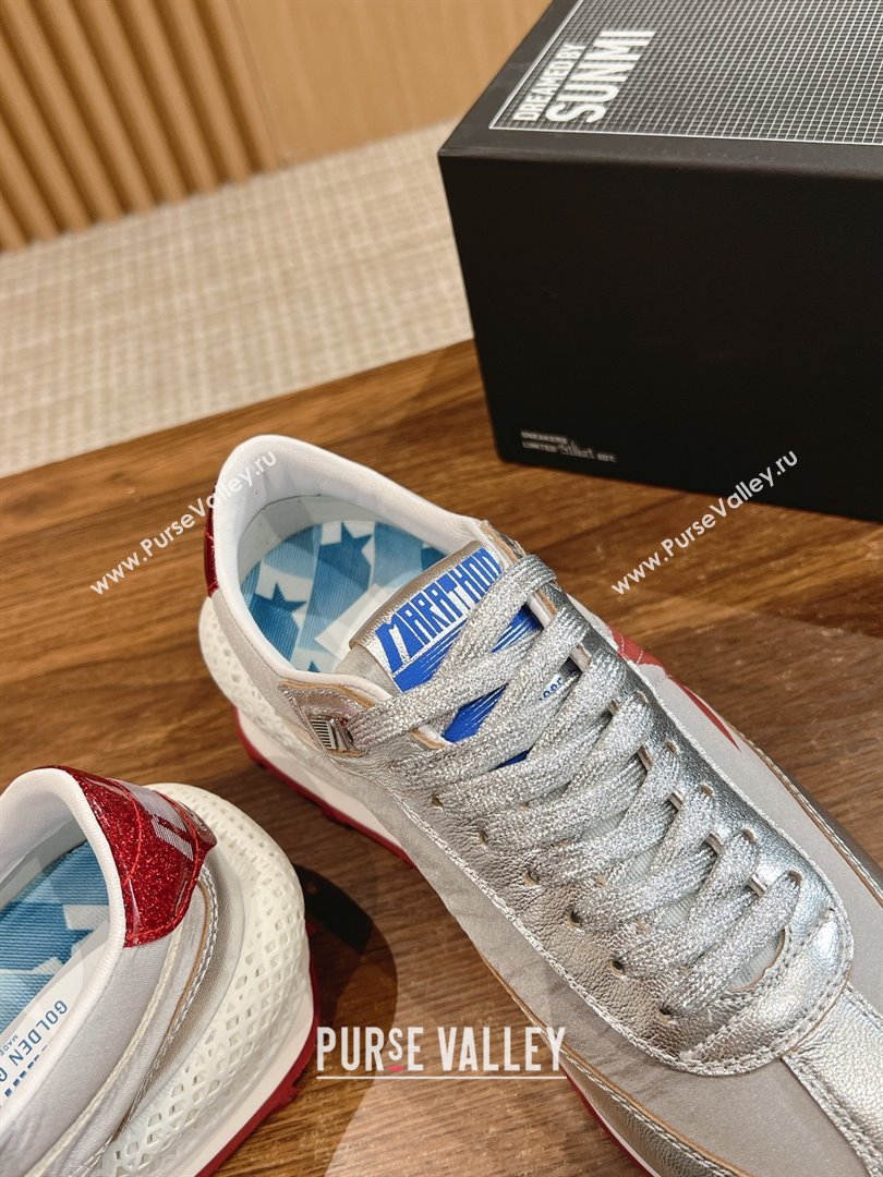 Golden Goose Women’s Marathon with silver nylon upper and red star 2024 (jmb-231213-02)