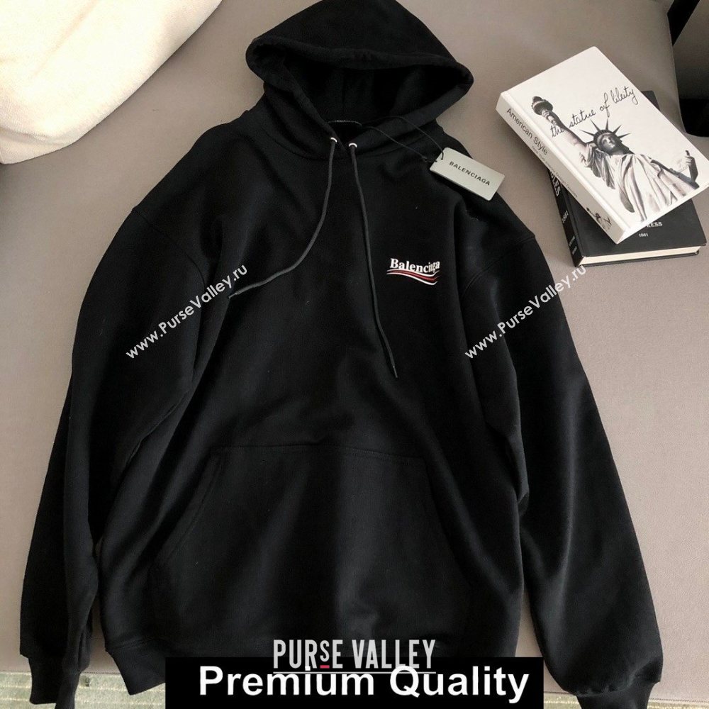 balenciaga logo printed hooded sweatshirt black 2020  (qiqi-5637)