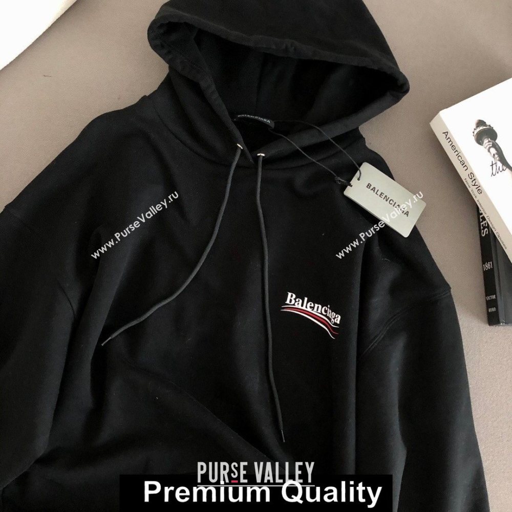 balenciaga logo printed hooded sweatshirt black 2020  (qiqi-5637)