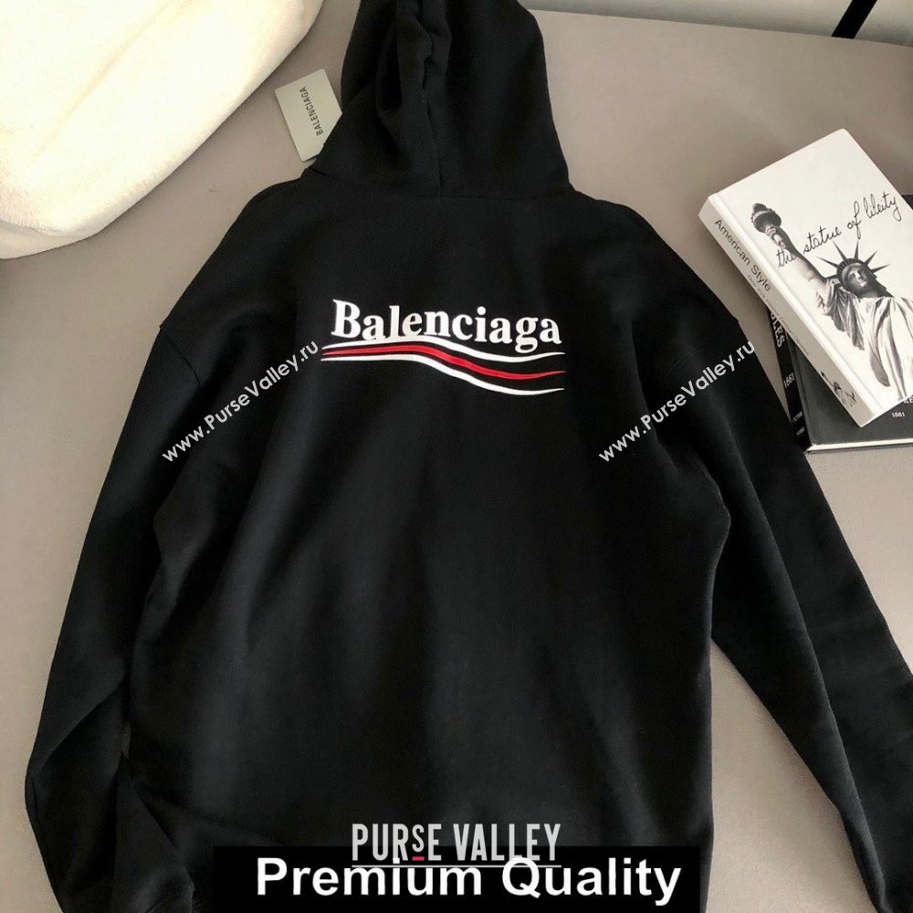 balenciaga logo printed hooded sweatshirt black 2020  (qiqi-5637)