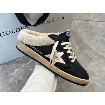 Golden Goose Ball Star Sabots in nappa with platinum star and shearling lining black 2023 (danni-231213-01)