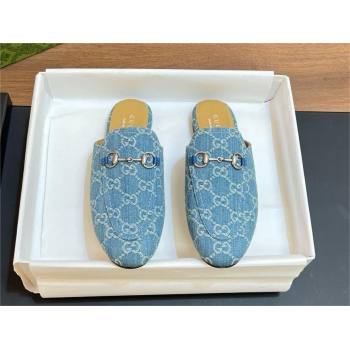 Gucci Light blue and ivory GG denim Princetown slipper 771592 2024 (modeng-240416-01)