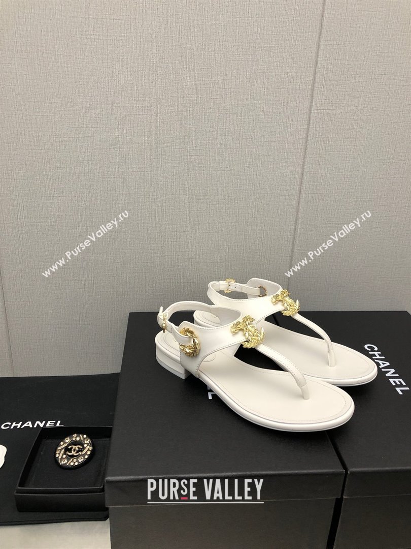 Chanel CC Thong Sandals WHITE 2023 (KAOLA-240122-04)