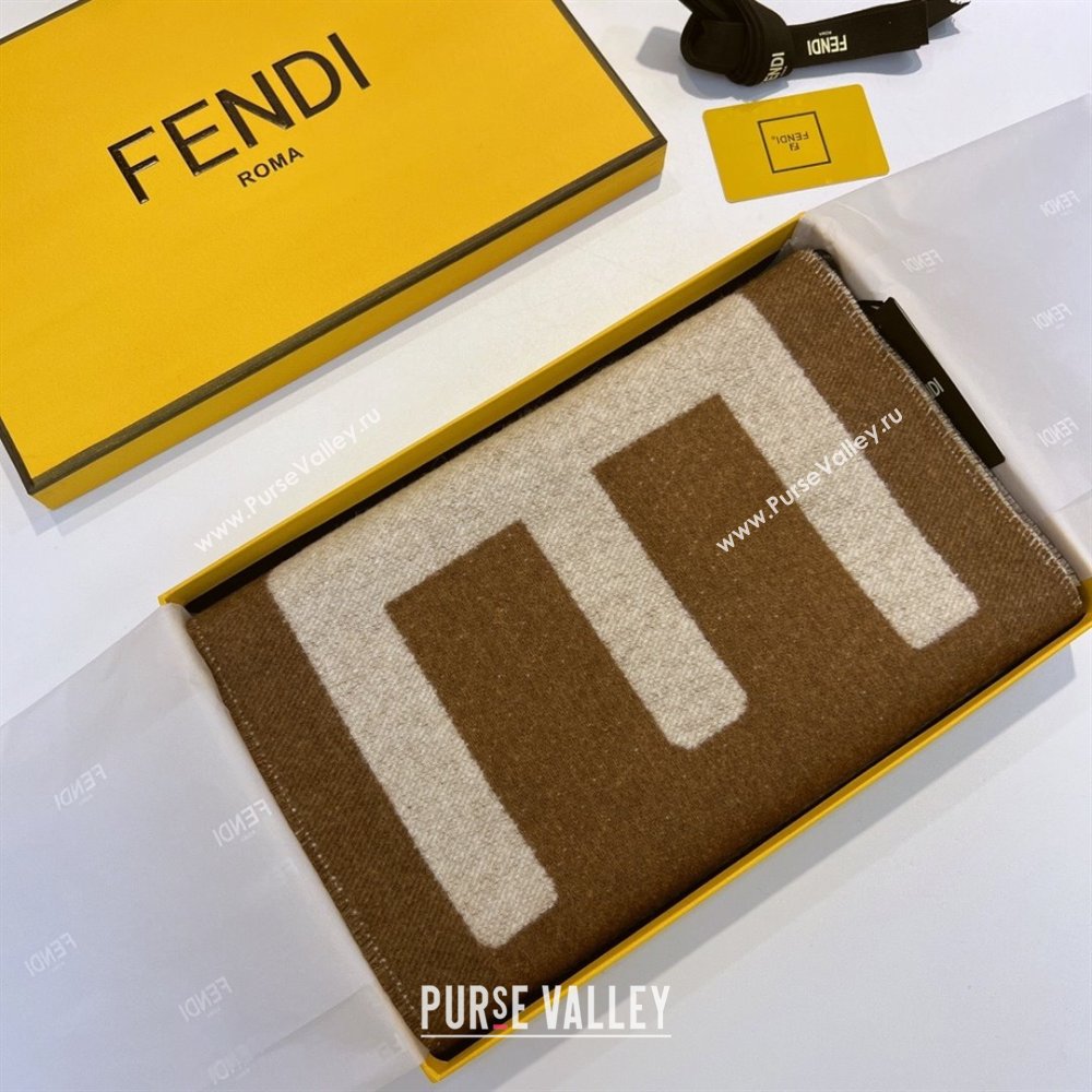 FENDI Brown and beige wool scarf 2023 (WTZ-240123-02)