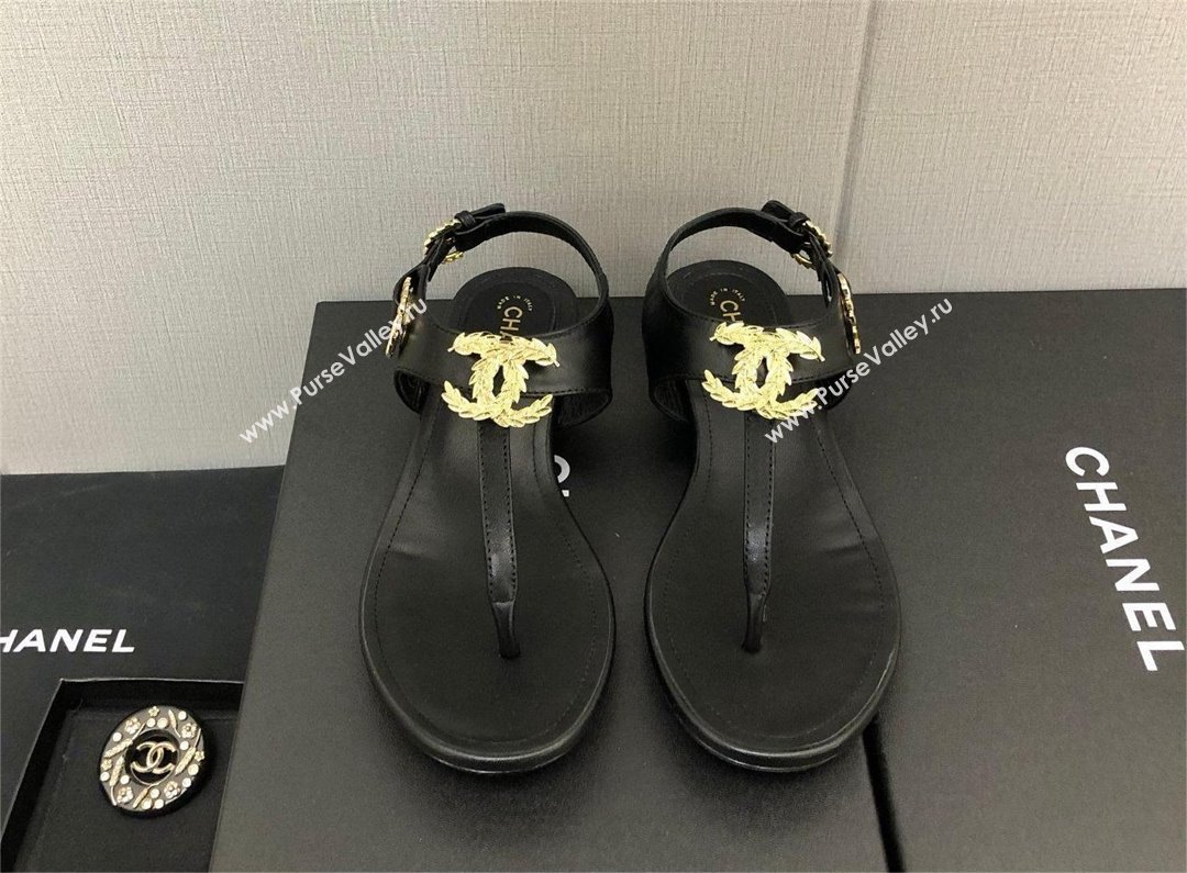 Chanel CC Thong Sandals BLACK 2023 (KAOLA-240122-06)