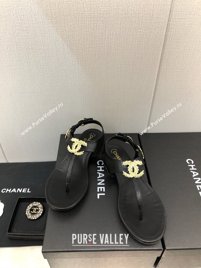 Chanel CC Thong Sandals BLACK 2023 (KAOLA-240122-06)