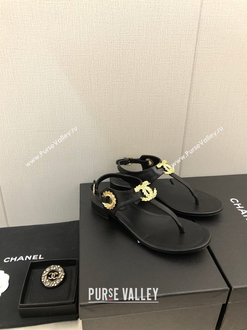 Chanel CC Thong Sandals BLACK 2023 (KAOLA-240122-06)