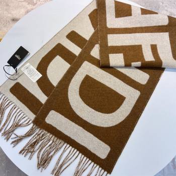 FENDI Brown and beige wool scarf 2023 (WTZ-240123-02)