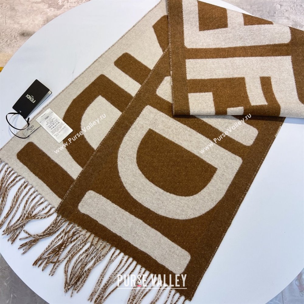 FENDI Brown and beige wool scarf 2023 (WTZ-240123-02)