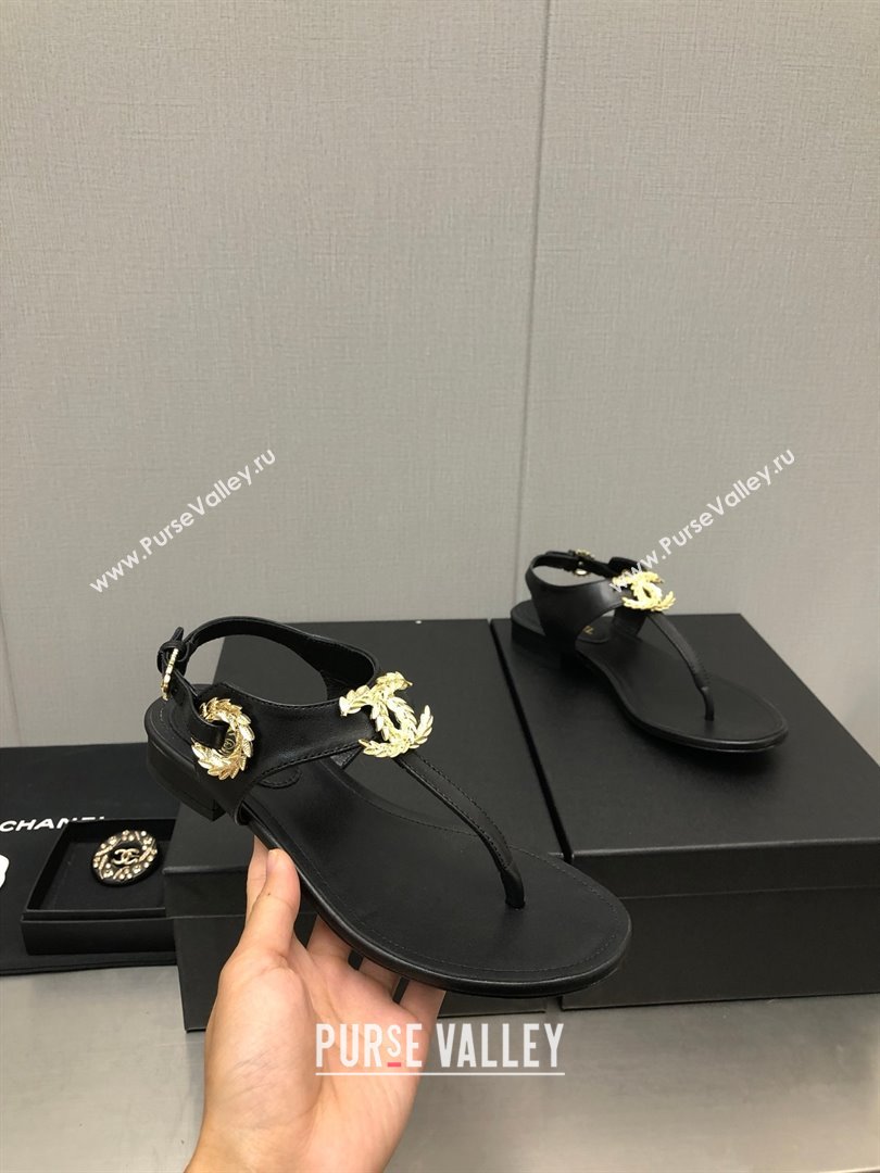 Chanel CC Thong Sandals BLACK 2023 (KAOLA-240122-06)