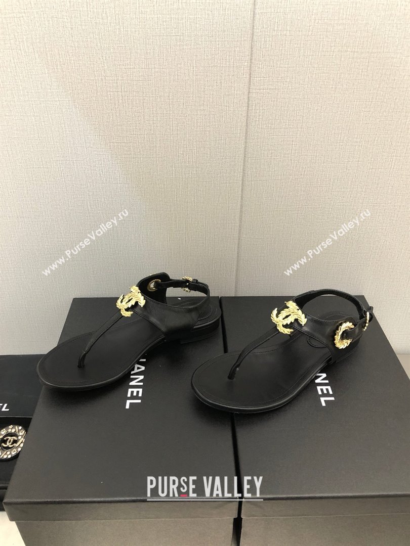 Chanel CC Thong Sandals BLACK 2023 (KAOLA-240122-06)