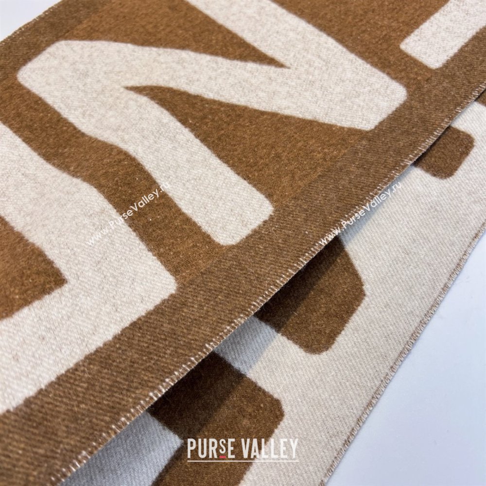 FENDI Brown and beige wool scarf 2023 (WTZ-240123-02)