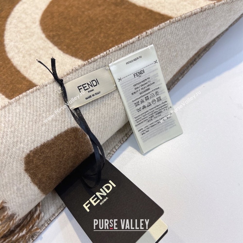 FENDI Brown and beige wool scarf 2023 (WTZ-240123-02)