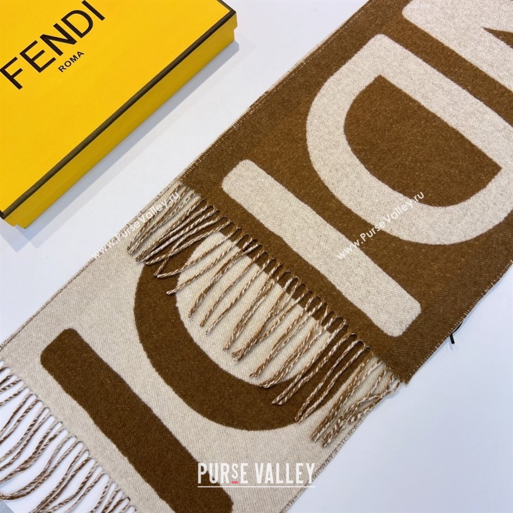 FENDI Brown and beige wool scarf 2023 (WTZ-240123-02)