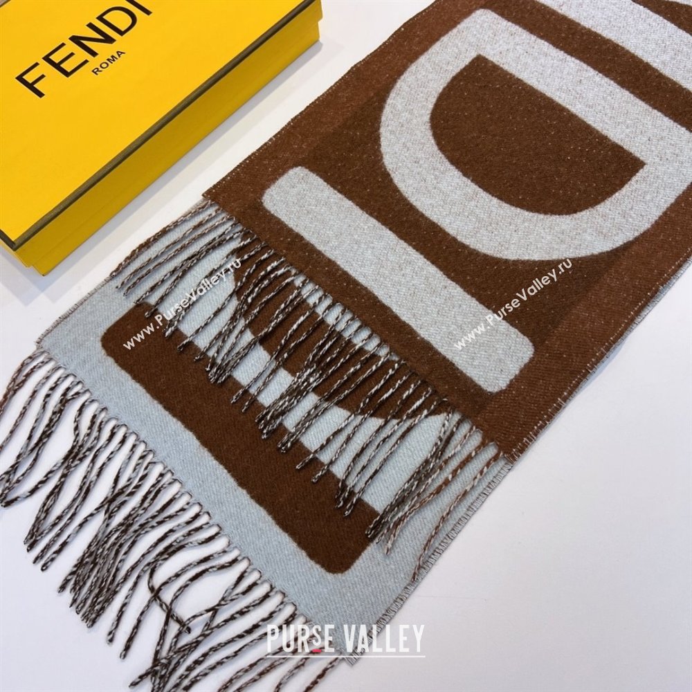 FENDI Brown and light blue wool scarf 2023 (WTZ-240123-01)