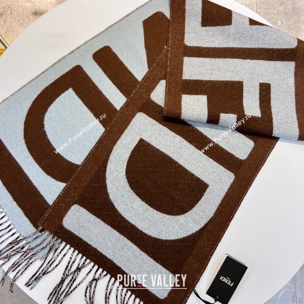 FENDI Brown and light blue wool scarf 2023 (WTZ-240123-01)