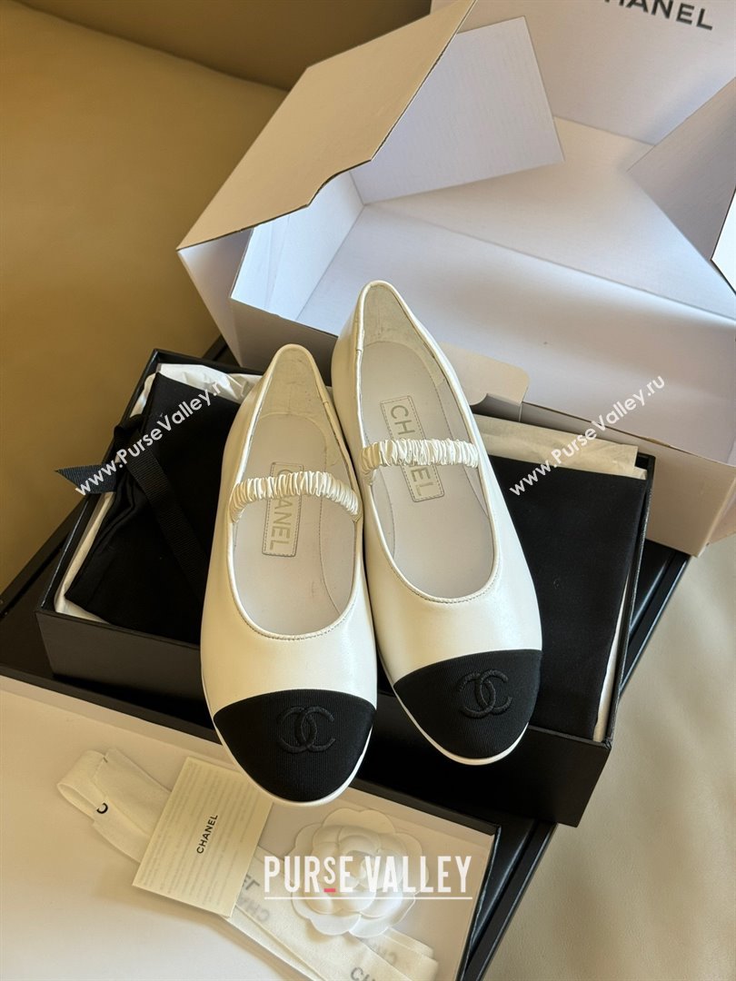 Chanel SHEEPSKIN Grosgrain Mary Janes White 2024 (KAOLA-240123-01)